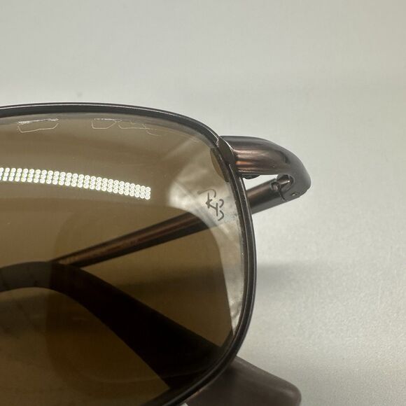 Ray-Ban RB3162 Sleek 012/47 Sunglasses Brown Metal 52-19 Flex Hinge Polarized - Picture 11 of 16